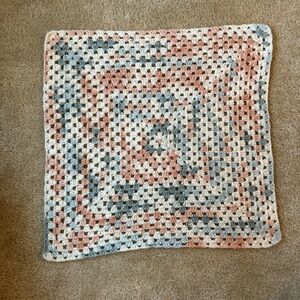 Handmade crochet soft baby blanket: pastel pink blue, baby